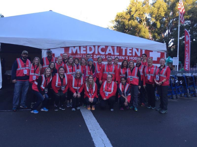 Residents, faculty and staff volunteering at the California International Marathon.